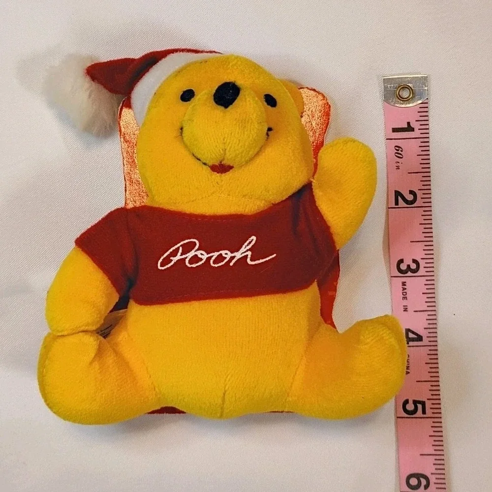Vintage Disney Winnie the Pooh Christmas Friendly Tales Santa Plush & Book 90s‎